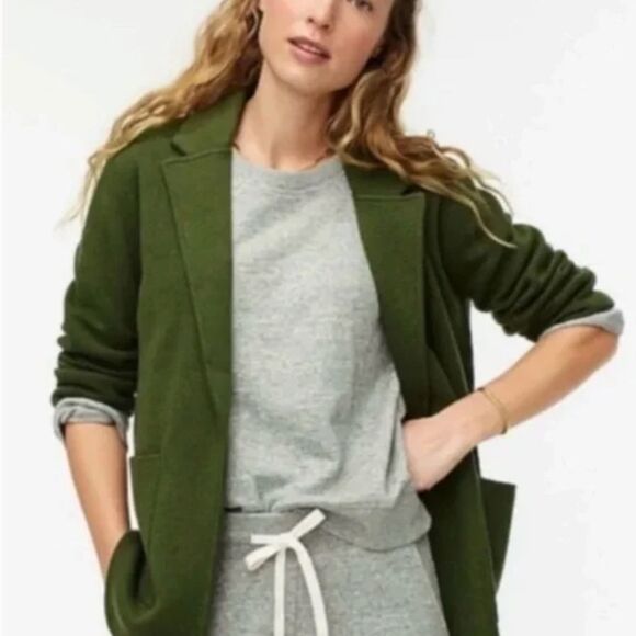 J.Crew Sophie Open-Front Sweater Blazer Women’s XXS Olive Green Merino Wool - Picture 1 of 11